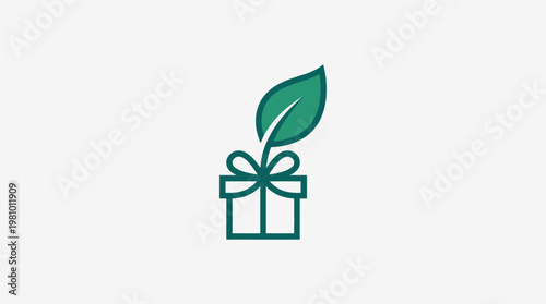 Eco-Friendly Gift with Leaf Symbol on White Background