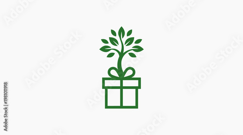 Gift Box with Growing Tree Logo