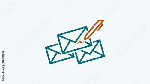 Email Correspondence Icon with Pen
