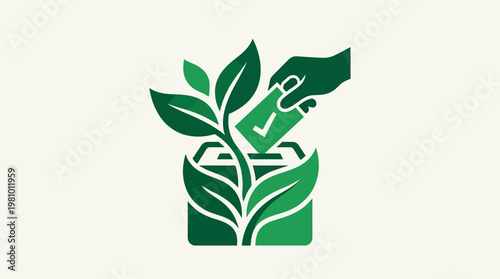 Eco-Friendly Voting Concept with Green Leaves