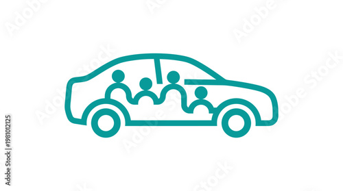Family Road Trip Icon in Teal