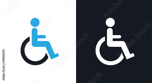 Wheelchair accessibility icon - Blue icon set - Modern style icon  - Glyph and solid icon set - Icon vector