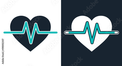 Heartbeat line inside heart - Glyph solid icon - Editable modern style icon - Clipart, sticker - icon set - Clipart