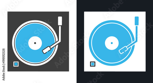 Turntable icon retro music - Minimalist, flat icon, outline, glyph, linear, clipart, sticker - icon set