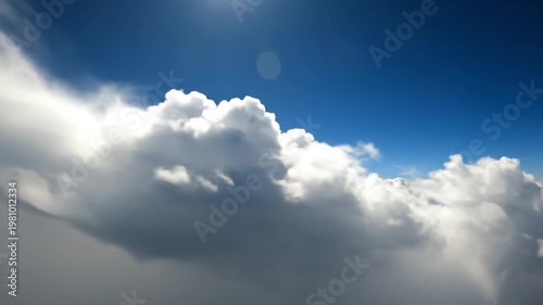 Fluffy White Clouds Blue Sky Bright Daylight Clean Background