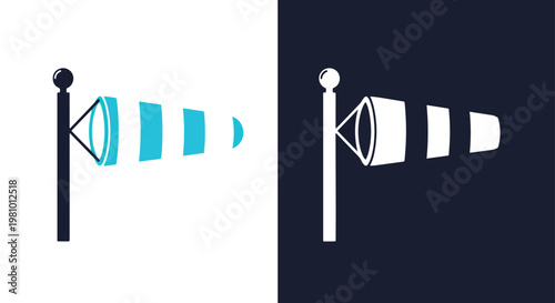 Windsock icon weather indicator - Blue icon set - Modern style icon  - Glyph and solid icon set - Icon vector