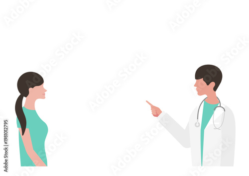 女性に指差し説明をする医師のベクターイラスト素材