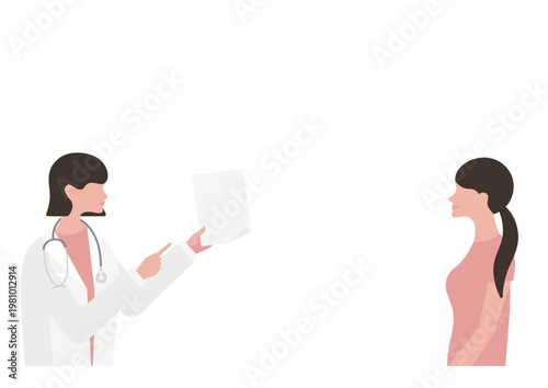 女性に書類の説明をする女医のベクターイラスト素材