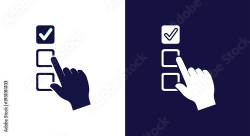 Checklist checkboxes with finger icon - Glyph solid icon - Editable modern style icon - Clipart, sticker - icon set - Clipart