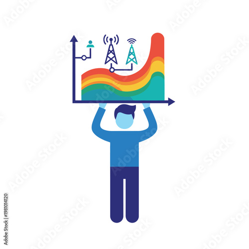 Person Holding Up Colorful Data Chart Illustration.