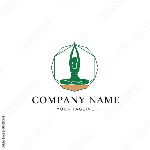 Yoga Logo Template with Lotus Position.