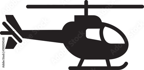 Helicopter silhouette icon for aviation transport industry simple flat sign.