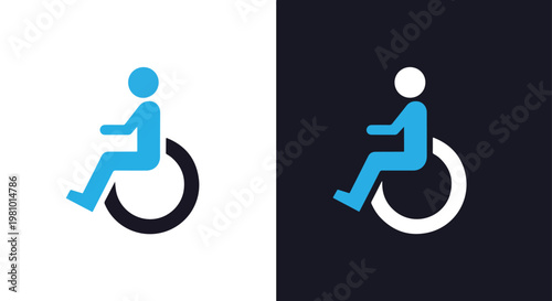 Wheelchair accessibility icon graphic - Line and glyph solid icon and logo template - Clipart, sticker - icon set