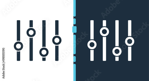 Equalizer sliders control panel icon - Minimalist, flat icon, outline, glyph, linear, clipart, sticker - icon set