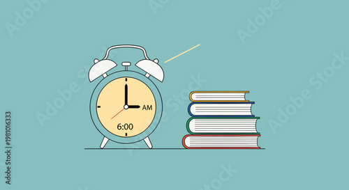 alarm clock and books