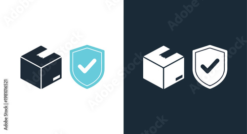 Package security verified shield icon vector - Blue icon set - Modern style icon  - Glyph and solid icon set - Icon vector