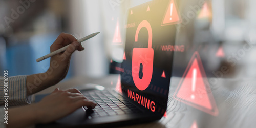 Critical Cybersecurity Breach Warning with Data Protection Risks.