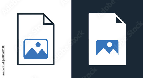 Image file document picture icon - Blue icon set - Modern style icon  - Glyph and solid icon set - Icon vector