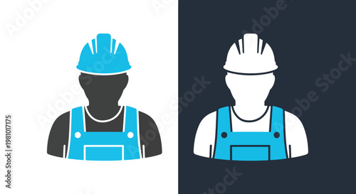 Construction worker vector icon avatar - Minimalist, flat icon, outline, glyph, linear, clipart, sticker - icon set