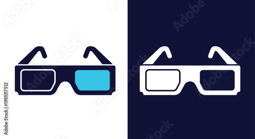 Modern 3D movie glasses entertainment icon - Blue icon set - Modern style icon  - Glyph and solid icon set - Icon vector
