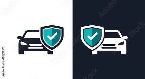 Car insurance vehicle protection icon - Blue icon set - Modern style icon  - Glyph and solid icon set - Icon vector