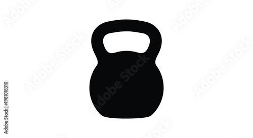 A striking black kettlebell design simple and bold presented as a silhouette