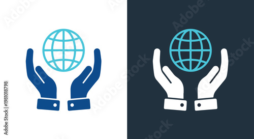 Caregiver assisting patient in wheelchair - Blue icon set - Modern style icon  - Glyph and solid icon set - Icon vector