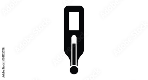A black silhouette of a digital thermometer used for measuring temperature silhouette