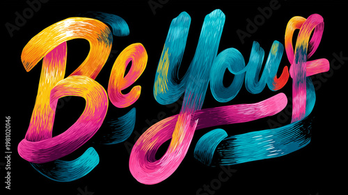 Inspirational quote typography design celebrating authenticity and individuality, be yourself concept, self-confidence and originality, poster and merchandise design, with copy