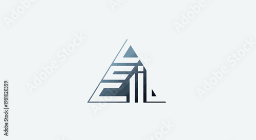 Abstract Geometric Triangle Logo Resembling Modern Building or Cityscape on Light Gradient Background