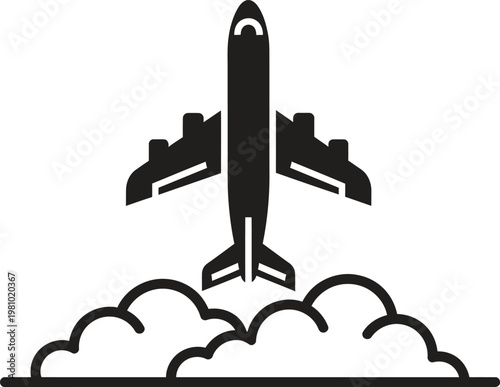 Airplane flying through clouds, symbolizing travel and adventure in the sky.