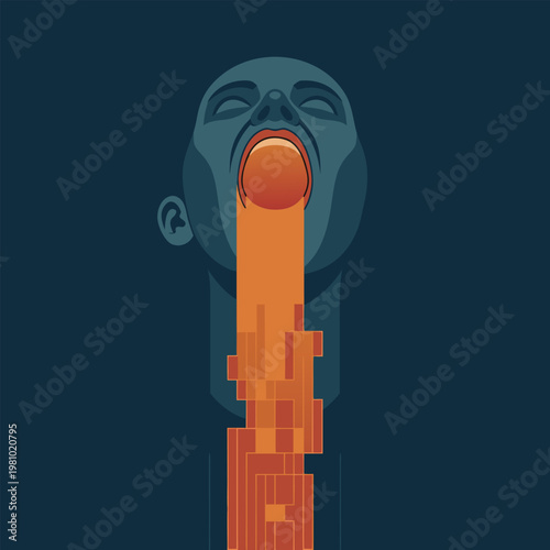 Conceptual Vector Illustration of Digital Data Stream and Information Overload for Artificial Intelligence Technology and Cybersecurity Marketing
