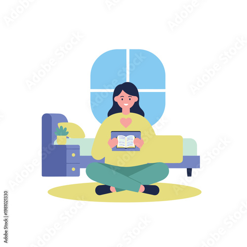 Young woman sewing on a vintage sewing machine.