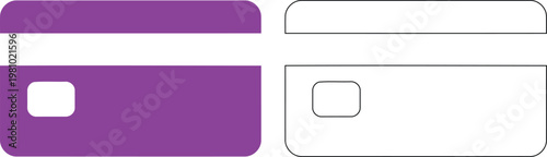 Comparison of a filled and unfilled rectangular shape with a circular cutout. Vector