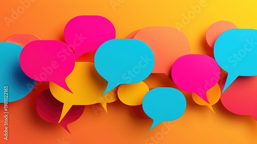 Modern flat design speech bubbles create vibrant communication background for social media marketing.online chat, and feedback platforms