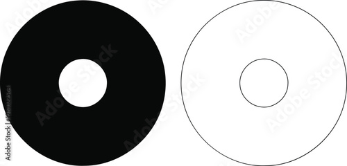 Contrasting circular ring designs with filled and hollow appearances Vector