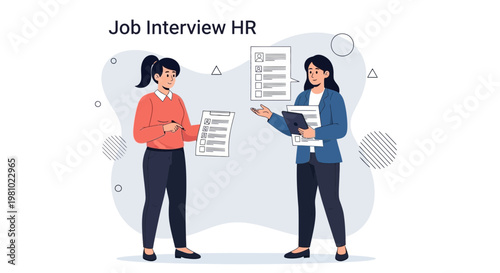 Job Interview HR: Two Women Discussing Resumes and Candidate Evaluation