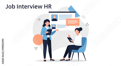 Job Interview HR: Woman Recruiter Reviews Candidate Profile on Screen