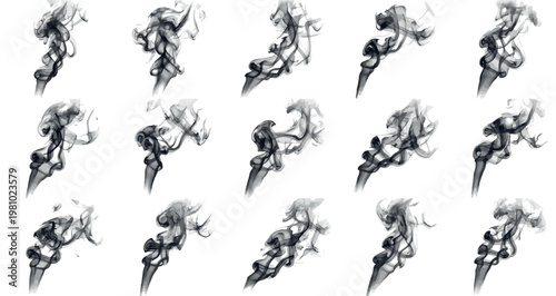 Smoke Fracture Patterns Set, smoke trails Editable Vector Stroke Illustration. featuring smoke, vapor, fume, steam, cloud, abstract, swirl, curl, flow, wisps, ghostly, mystical, ethereal more.