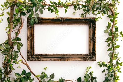 Botanical plant frame decoration.