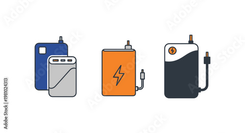 Power Bank Line art vector modern simple shapes illustration