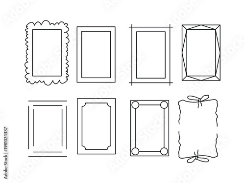 Border frame hand drawn line design, vector illustration, isolated on transparent background