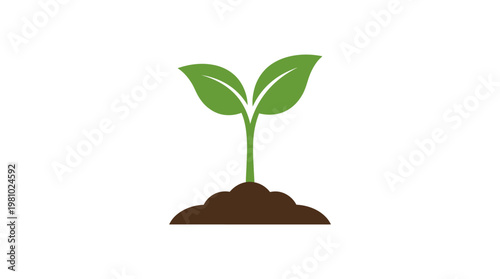 Young plant sprouting in soil and pot eco growth illustration