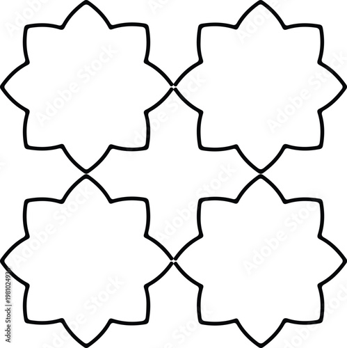 Seamless Islamic Style Star Ornament Vector Illustration. Simple Linear Mandala Flower Design Element