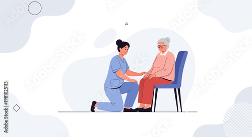 Nurse caring for elderly woman, home healthcare, compassion, support, medical assistance