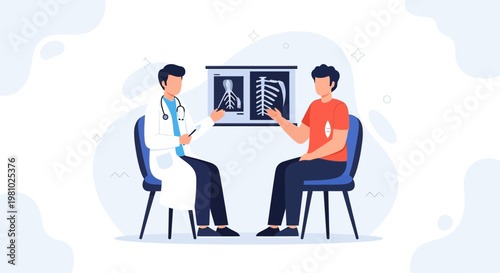 Doctor Discussing X-ray Results with Patient, Medical Consultation