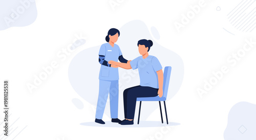 Nurse checking patient's blood pressure, medical checkup, healthcare concept