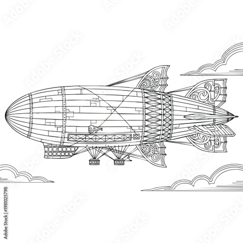 Vintage Airship Illustration for Creative and Technical Uses