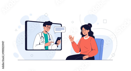 Doctor consulting patient online via video call on tablet, telemedicine concept
