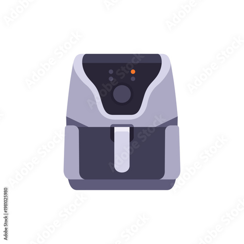 gray air fryer, kitchen appliance, colorful vector flat style illustration
